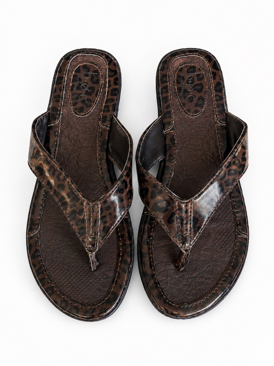 boc Shoes - b.o.c Leopard Print Flip Flops Comfort Thong Sandals Brown Slip On Shoes Size 7